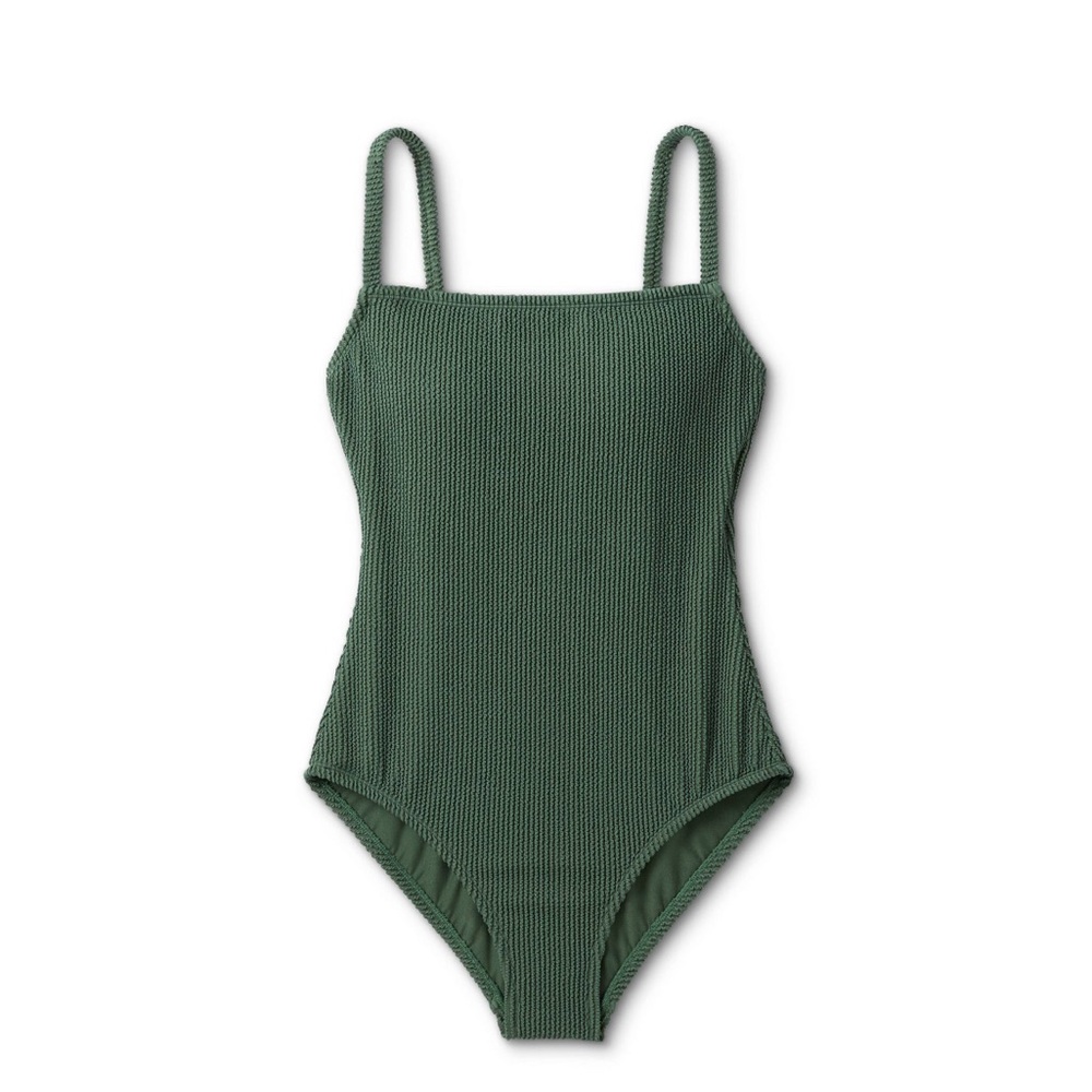 Square neck one piece swimsuit